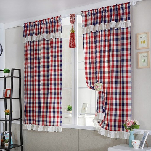 커튼이샵 선염 체크 커튼 2p 세트