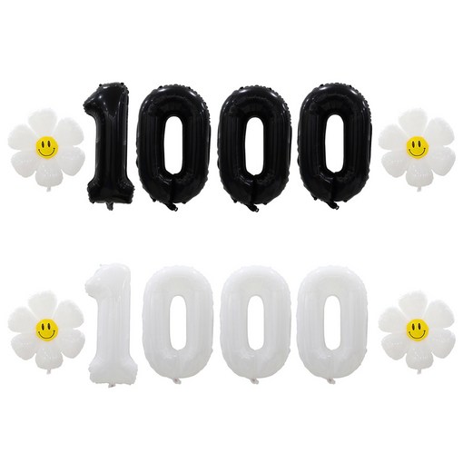 해피쏘굿 1000일 데이지 풍선세트, 화이트숫자세트, 1세트