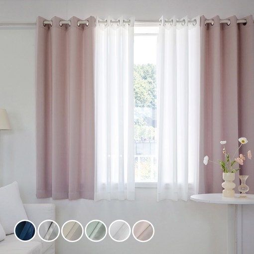 까르데코 노르딕 암막심플 쉬폰 창문커튼 4장
