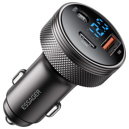 Essager DC 12V 100W USB AC포트 3포트 차량용 시거잭 자동차 초고속 충전기, 회색, DCCA포트