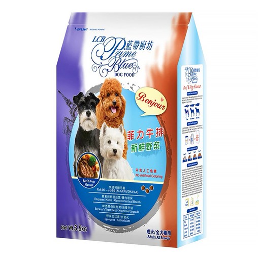 LCB 藍帶廚坊 成犬/全犬種用 乾飼料, 3.5kg, 1個, 菲力牛排 + 新鮮野菜