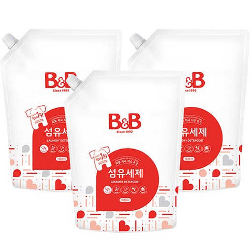 비앤비 섬유세제 1500ml 리필 3개 – 경제적인 선택, 효과적인 섬유세제