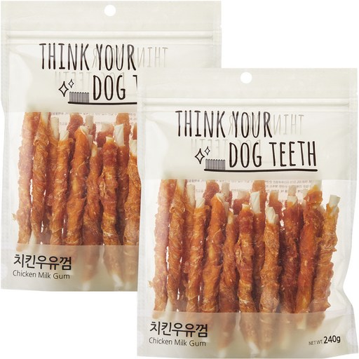 강아지 Think your dog teeth 스틱 치킨우유껌 240g 24p 치킨과 우유의 완벽한 조화 2개 패키지
