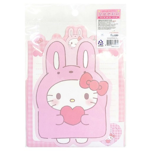 산리오 NEW 모양편지지  봉투  스티커 헬로키티 세트