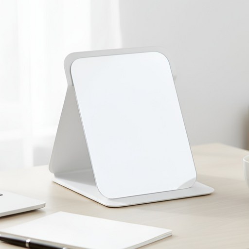 쥬롬 접이식 휴대용 탁상거울 대형, 화이트