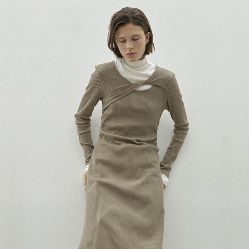 아틀리에나인 여성용 트위스트 저지 롱 원피스 OP6219