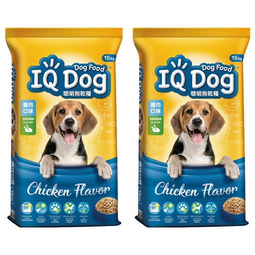 IQ Dog 聰明狗 成犬 乾糧, 雞肉口味, 15kg, 2袋