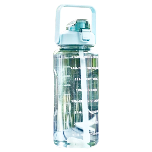 時間刻度水壺 附吸管, 湖水綠, 2L, 1個