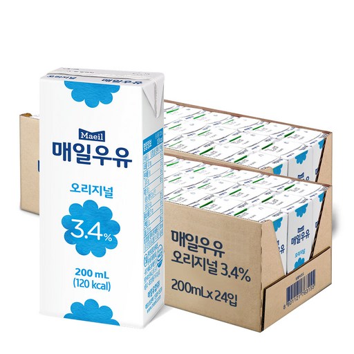 매일유업 매일우유 멸균우유 오리지널, 200ml, 48팩