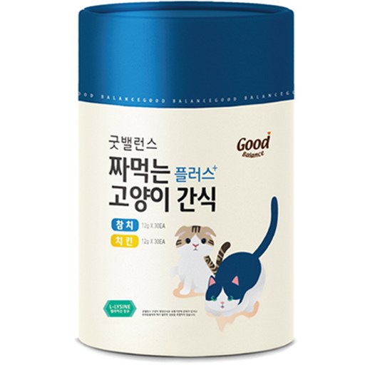 굿밸런스 고양이 짜먹는 간식 플러스 60p 참치와 치킨으로 사랑스럽고 건강한 간식 제공