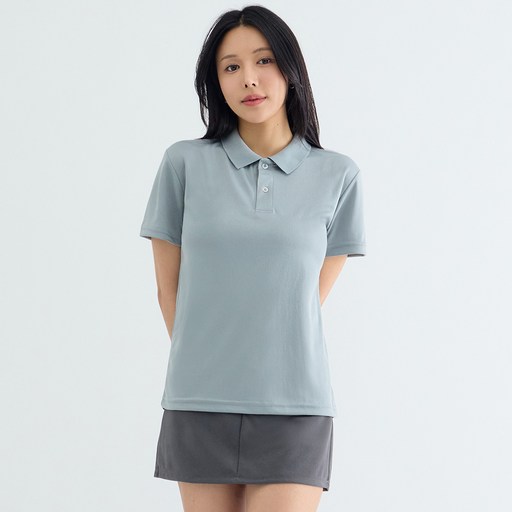엘쏘 여성용 가벼운 쿨메쉬 드라이 카라 루즈핏 냉감 통기성 반팔 티셔츠