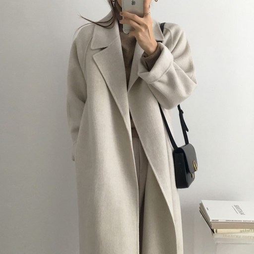 타니즈 여성용 파이로 로브 벨트 롱코트