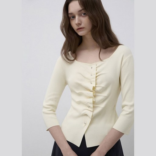 백화점 정품 25FW 잇미샤 셔링 디테일 니트탑 ITQ3KPO730