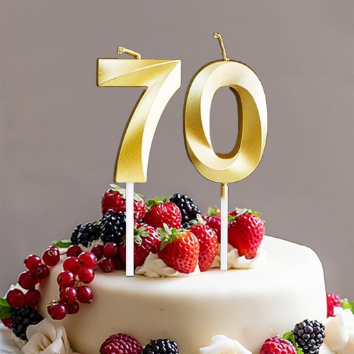 빅사이즈 생일초 케이크픽 특이한 메탈릭 골드 숫자초, 70, 1개, 30g