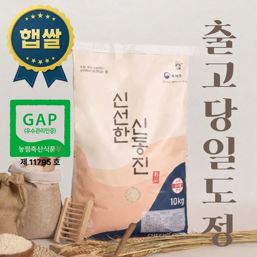 당일도정 오늘도정 즉시배송 GAP인증 신선한 신동진 10kg 단일품종 25년 햅쌀