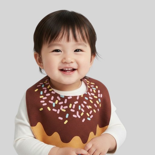 유아 방수 턱받이 아기 이유식 턱받이 스냅형 디자인 동글빕
