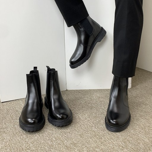 당일출고 센시노 남자 5cm 키높이 가죽 데일리 발편한 첼시부츠(2type)