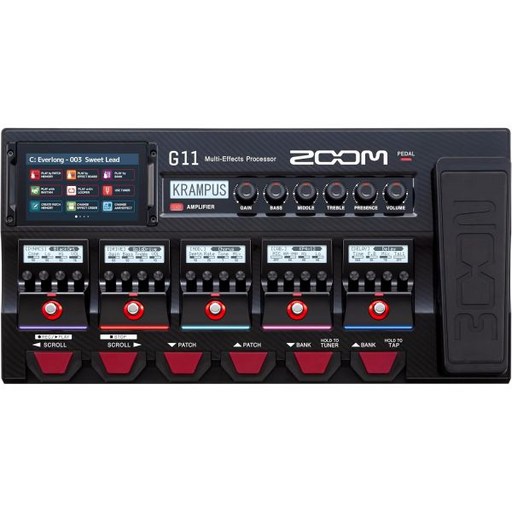 100개 이상의 이펙트 앰프 모델링 IR 루퍼가 내장된 Zoom G11 기타 멀티 프로세서 익스프레션 페달터치스크린 인터페이스 및 USB 오디오