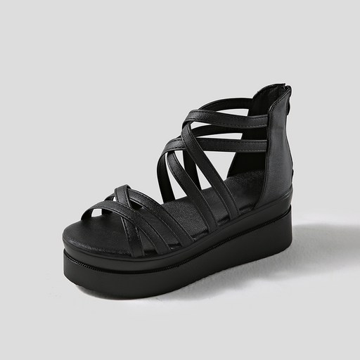 도로시 통굽 스트랩 웨지힐 샌들(6cm)