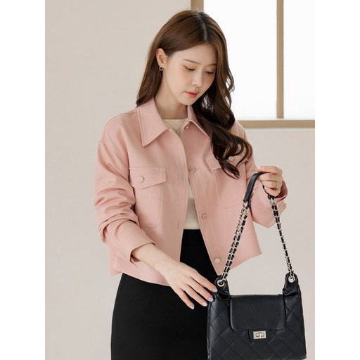 시크라인 XXL까지 카라 빅 플랩 포켓 세미크롭 자켓 봄 가을 아우터 간절기 하객룩 오피스룩 모임룩 격식룩 빅사이즈