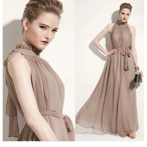 Mingpeng 여성 휴양지 원피스 홀터넥 쉬폰 롱 치마 여름 원피스 여신 바캉스룩