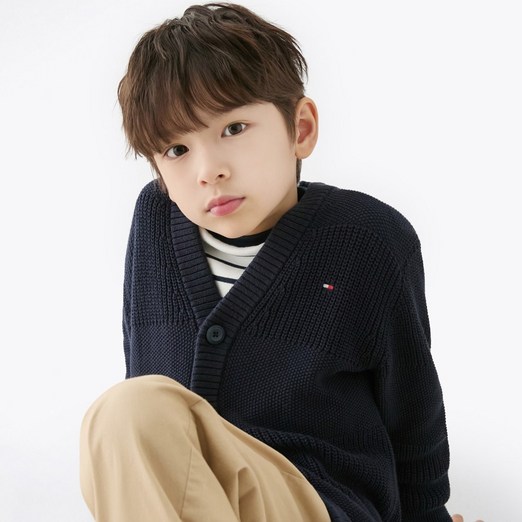 타미힐피거 립 스트라이프 면 가디건 T42F6WCD050BT1C1G