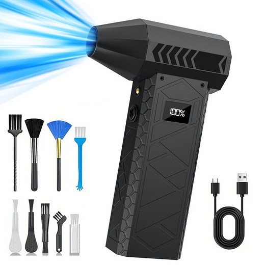 Zaxnouvi 초강력 무선 에어건 미니 차량용 청소기 휴대용 세차 캠핑 터보건 송풍기 200000RPM, 블랙