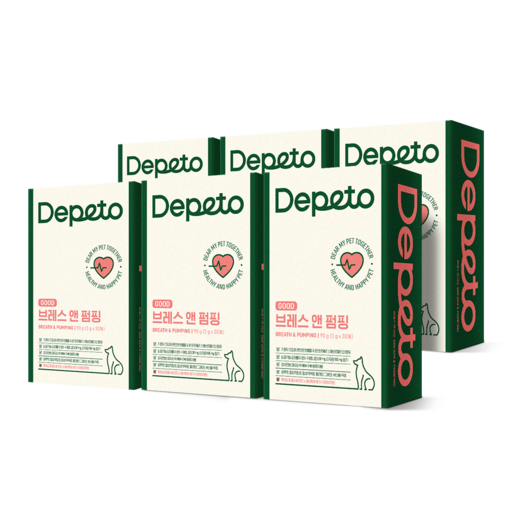 디페토 강아지 기관지 심장 영양제 굿 브레스앤펌핑 150g, 30정, 심장간, 6개