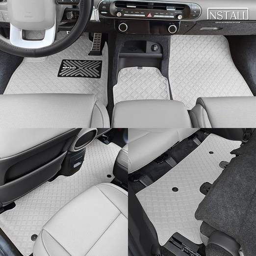 디올뉴 팰리세이드 LX3 스퀘어 가죽 카매트 풀커버, 블랙