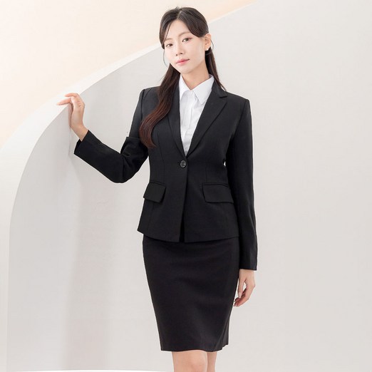 여자 면접 치마 정장 셋트 투피스 셋업 빅사이즈 검정색 가성비세트