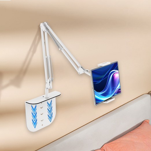 모센모 히든 접이식 스마트패드스마트폰 더블 스프링 침대 자바라 거치대, 1개, 화이트, MSMJA2508A