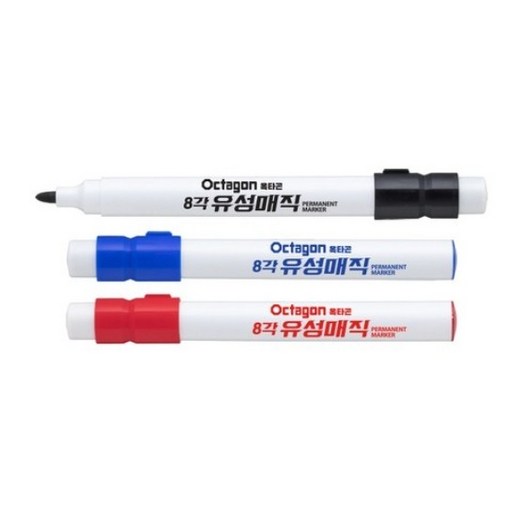 엘제이 라인플러스 옥타곤 8각 유성매직 굵은 둥근닙 3mm 빨강