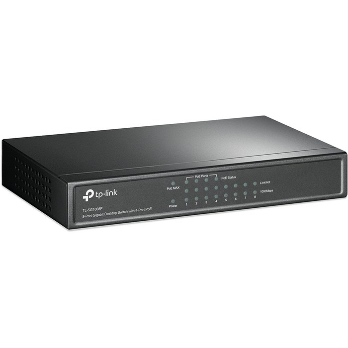 티피링크 8포트 기가비트 데스크탑 PoE 스위칭허브, TLSG1008P