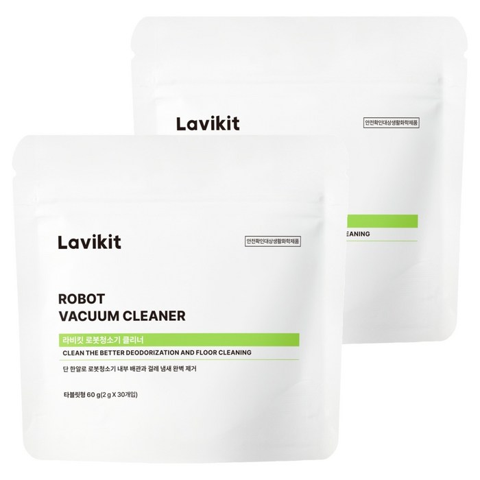 라비킷 로봇청소기 클리너 세정제 타블렛형, 60g, 2개