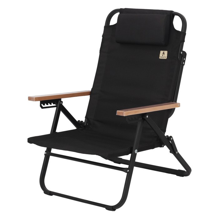 시크레토 각도조절 리클라이너 캠핑의자, 블랙, 1개