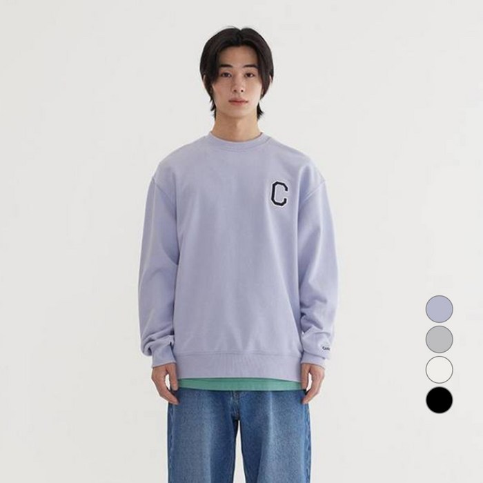 커버낫 남녀공용 C 로고 맨투맨 커버낫 남녀공용 C 로고 맨투맨