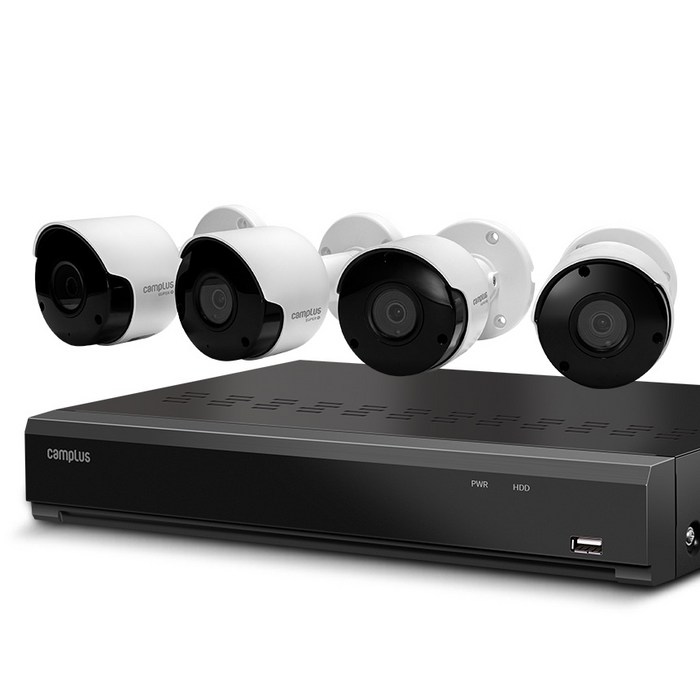 캠플러스 200만화소 뷸렛 CCTV 카메라 실외용 4p  4채널 녹화기 세트