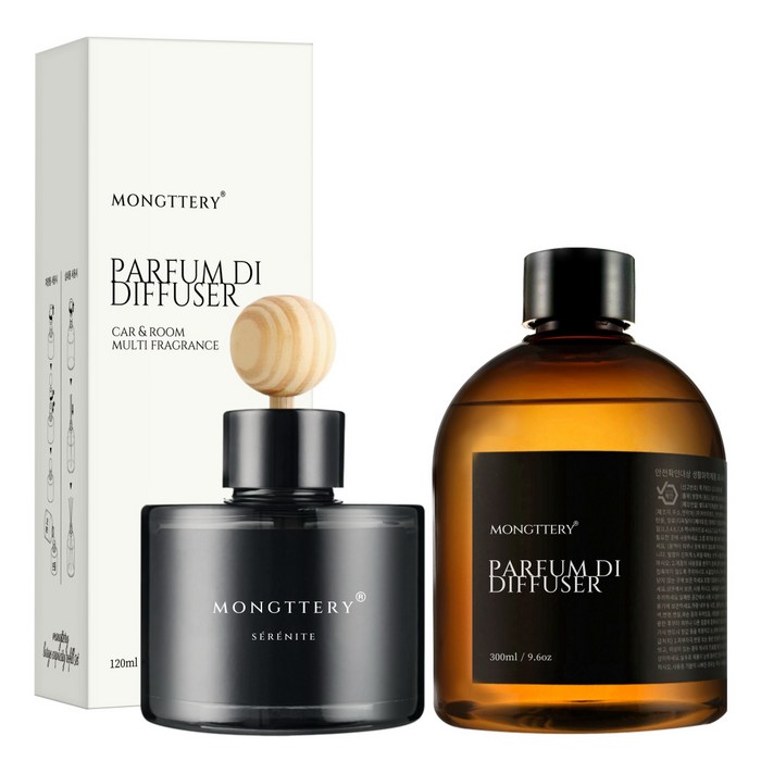 몽때리 차량용 방향제 120ml 본품  300ml 리필 세트, 시트러스라벤더, 1세트