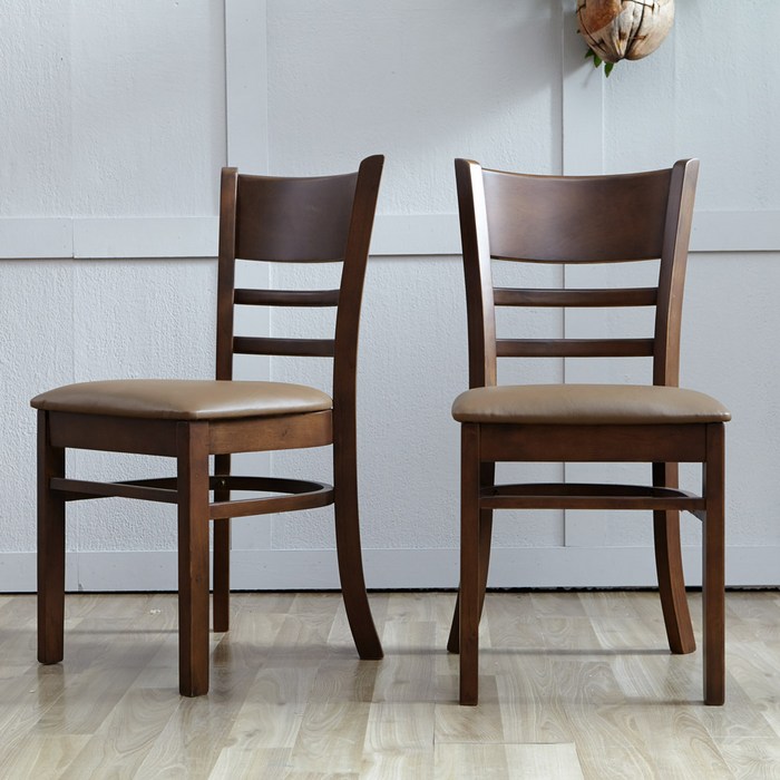 리비니아 케빈 카페 원목의자 2인용 식탁의자 인테리어의자 원목의자 카페의자 식당의자, 모카가죽방석, 2개