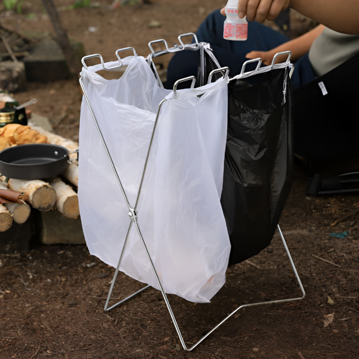 유즈나인 접이식 스틸 캠핑 분리 수거 휴대용 쓰레기 봉투 거치대 스탠드