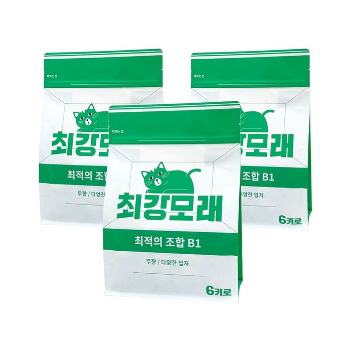 21 최강모래 최적의 조합 B1 6kgx3, 고양이모래 와이오밍 벤토나이트모래, 3개, 6L