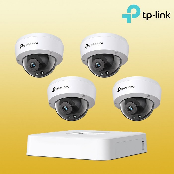 티피링크 CCTV 4대 자가설치 세트 CCTV VIGI C240i2.8mm4개 VIGI NVR1104H4P 4채널 PoE 녹화기