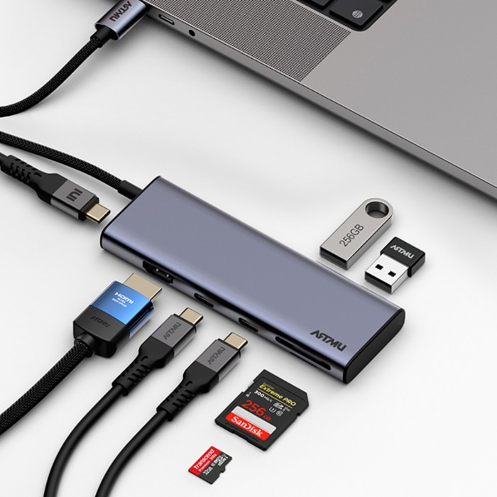 USB C타입 8in1 4K 60hz Gen2 10Gbps 멀티 허브 MH330, 8in1멀티허브MH330메탈그레이, 1개
