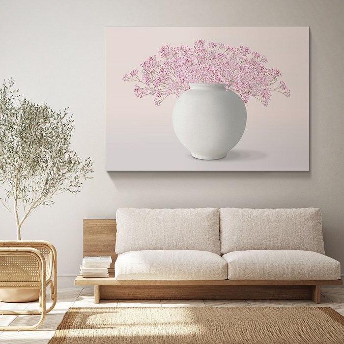 인메이블 복들어오는 꽃 달항아리 그림 2종 힐링 풍수 인테리어 현관 거실 액자 집들이 선물, 메탈액자 화이트