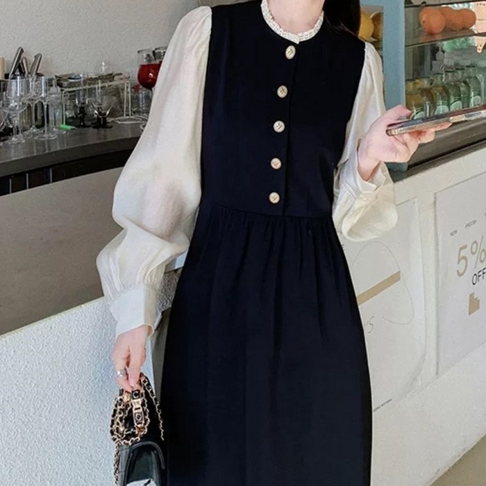 스타일닥터  여성긴팔원피스 봄원피스 패션 원피스  일체형 봄 빅사이즈원피스  하객룩 오피스룩