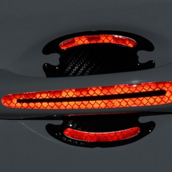 차량용 문콕방지가드 긁힘방지 보호스티커 안전반사 도어가드 야광 8P, 레드, 1세트