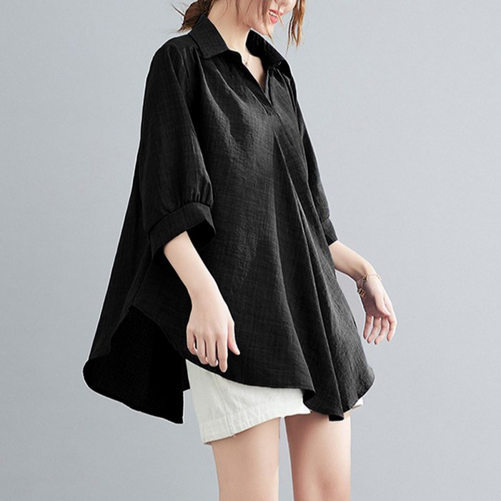 앤드스타일 여성용 냉감 통기성 루즈핏 언발 블라우스 257198