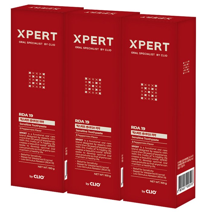 XPERT 센서티브 저자극 시린이케어 치약 페퍼민트향, 100g, 3개