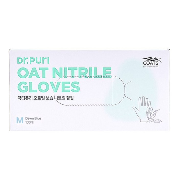 닥터퓨리 니트릴 위생장갑 3.2g 100p, 다운블루, 중M, 1개
