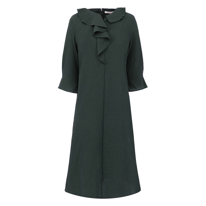 크로커다일레이디 버튼 포인트 소매 프릴넥 원피스 CLCMOP103